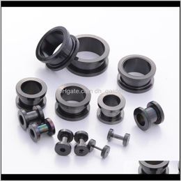 & Drop Delivery 2021 14Size Is Available 316L Stainless Steel Black Tunnels Body Pierce Jewelry Ear Plugs Gq1Lp
