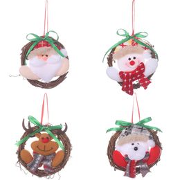 Christmas Wreath Hanging Ornaments Santa Snowman Reindeer Bear Xmas Tree Pendant Holiday Party Decoration XBJK2109