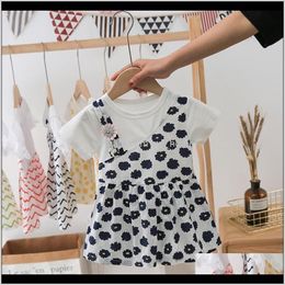 Dresses Clothing Baby Kids Maternity Drop Delivery 2021 Summer Born Girl Clothes Printed Short Sleeves For Baby Children Girls Pretty Babies