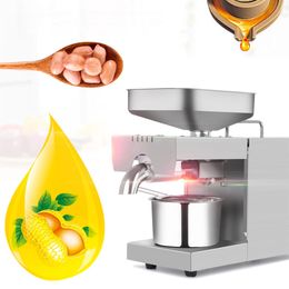 Oil Press 110V/220V Automatic Household Commercial Stainless Steel Hot and Cold Oil Extraction Machine 6Kg/H