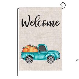 47*32cm Thanksgiving Banner Flags Linen Autumn Garden Flag Hello fall double sided pattern 27 style ZZF14195