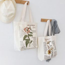 Storage Bags Korean Version Of Canvas Bag Women's Shoulder Fashion Cotton Vertical Model Print Shopping