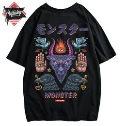 UPRISING Monster short-sleeved street fashion brand personality joint hip-hop motorcycle T-shirt 210706