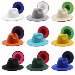 Fedora Hat for Men Women Double Colour Wide Brim Cap Man Woman Jazz Panama caps Ladies Formal Hats Girls Fashion Trilby Chapeau mens gift 24colors 2022