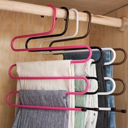 5 Layers S Shape Hanger Multi Functional Non Slip Clothe Hangers Scarf Pant Storage Hangers Thicken Iron Clothes Storage Rack RRB13681