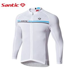 Racing Jackets Santic Men Long Sleeve Cycling Jerseys Pro Fit Comfortable Sun-Protective Road Bike MTB Bicycle Clothing Spring Summer 7C0107