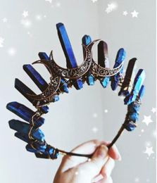 Witch accessories jewelry moon wicca wizard crown headband dark blue black headband gift X0726