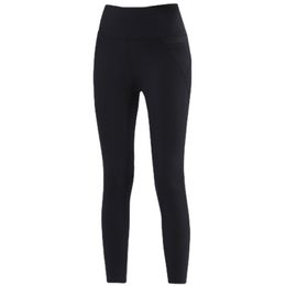 Women Leggings Designers Tracksuit Women's Tight High Waist Solid Zip Pocket Sports Fitness Yoga Capris Joggers Running Black