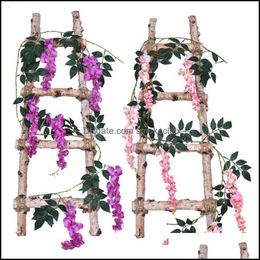 Wreaths Festive Supplies 1.7M Artificial Wisteria Flower Vines Fake Vine Garland Hanging For Wedding Home Office Party Garden Craft Art Deco