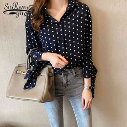 fashion women Autumn tops chiffon blouse shirt short sleeve dot 's clothing Square collar blusas 1533 45 210427