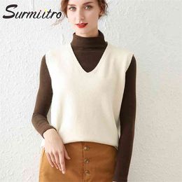 Spring Autumn Cashmere Knitted Sweater Vest Women Sleeveless Waistcoat Female Korean Japanese Style Chic Tops 210421