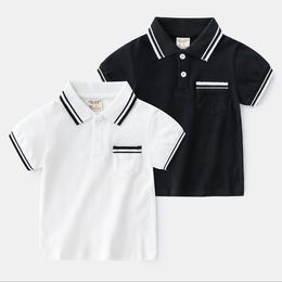 Gentleman Style Boys T-shirts Polos Summer Kids Short Sleeve T-shirt Cotton Turn-Down Collar Children Casual Shirt Child Tops Tees