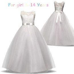 Flower Girl Dresses For Girls Elegant Wedding Party Tulle First Communion Teenage Kids Clothes Children Graduation Prom Gown 14y Q0716