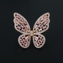 Pins, Brooches ERLUER Butterfly Brooch For Women Girls Inlaid Zircon Crystal High-grade Christmas Jewellery Lapel Pin Thorn Needle Ma