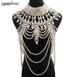 Free Luxury Unique Pearl Body Chains Jewelry For Women Bridal Wedding Gift Elegant Shawl Jewelrys Brand Design 210524