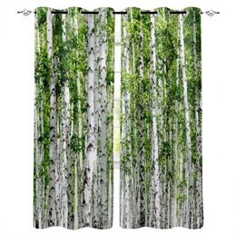 Curtain & Drapes Plant Birch Tree Green Forest Curtains For Living Room Modern Window Bedroom Blinds