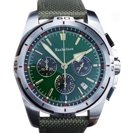 Montre de luxe Green mens watch Leather bracelet Vk Quartz Chronograph Wristwatches 46mm Sports Uhren