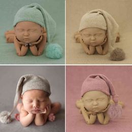 baby prop hats UK - Pography Props Knit Fur Ball Baby Knot Po Studio Accessories Set born Bebe Fotografia Prop Cap Beanie Hat