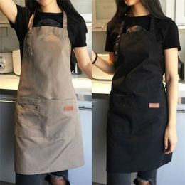 Adjustable Bib Apron Waterproof Stain-Resistant with Two Pockets Kitchen Chef Baking Cooking BBQ Equipment Accessories 210625