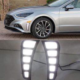1 Set For Hyundai Sonata 2020 2021 Dynamic Turn Yellow Signal Car DRL Lamp Waterproof LED Daytime Running Light