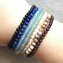 MG0095 Wholesale New Design 7 Chakra Yoga Mala Bracelet Garnet Aventurine Lapis Lazuli Jewellery 4 mm Mini Gemstone Bracelet Set