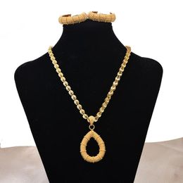 Earrings & Necklace Jewellery Sets Nigeria Dubai Gold Colour African Bridal Wedding Set For Women Collares