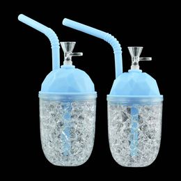 Cooling cup bubbler smoking pipe water bong pipes hookahs silicone oil rig bongs Round freeze