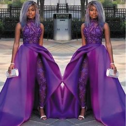 2021 Purple Evening Dresses Trousers Prom Gowns Sequined Lace Party Dress robes de soirée