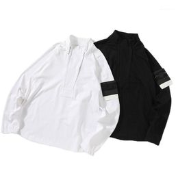 Men's Hoodies & Sweatshirts Solid Color Basic Clothes Women Half Zipper Stand-up Collar Top Men Loose Trendy Pullover
