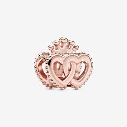 New Arrival 100% 925 Sterling Silver Crown and Entwined Hearts Charm Fit Pandora Original European Charm Bracelet Fashion Jewellery Accessories