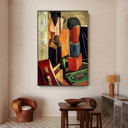 Abstract Vintage Creative Fishing Tools Canvas Painting Posters And Prints Decor Wall Art Pictures for Living Room Bedroom Aisle