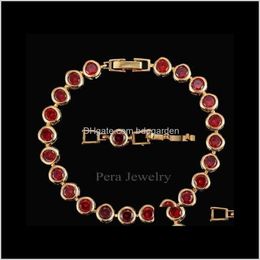 Drop Delivery 2021 Pera Gorgeous Design Gold Colour Round Shape Cubic Zirconia Stone Purple Charm Bracelets Wedding Jewellery For Women B020 Roc