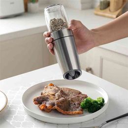 Automatic Salt & Pepper Grinder Gravity Electric Spice Mill Adjustable Spices With LED Light Kitchen Device Kitchenware 210611