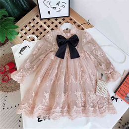 Girls Dress Princess Party Dress Children's Elegant Lace Long Sleeves Dresses Baby Clothes Casual 3 8 Yrs Kids Dresses for Girls Q0716