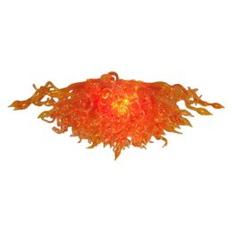 Orange Pendant Lamps Chandeliers Indoor Hand Blown Glass Chandelier for Entrance Halls Reception Areas Warm Light Source 36 by 20 Inches