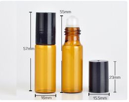 500pcs Refillable 5ml Thick ROLL ON GLASS Bottles ESSENTIAL OIL Roller ball fragrance Perfume bottle