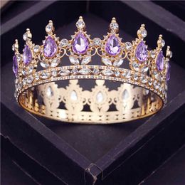 Metal Crown Bridal Diadem Royal Queen Tiaras Party Circle Head Ornaments Banquet Wedding Headdress Hair Jewellery Accessories X0625