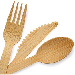 Newest Bamboo Tableware Set Environmental Protection Disposable Bambooes Knife/ Fork/ Spoon Degradable Dinnerware ZYY914