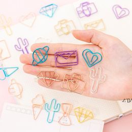 10pcs Creative Hollow Paper Clip Set Gold Cute Bookmark Clip Color Paper Clip Office Supplies Student DIY Hand Account Accessory RRB12944