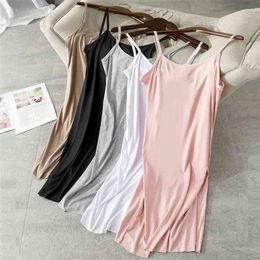 5XL Women Cotton Deep V Neck Sexy Dress Solid Straight Pajamas Party Elegant Female Summer Modal Strap Casual 210507