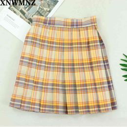 za Women Summer high waist pleated plaid skirt Female Anime Short Skirts plisowana spodnica saia curta jupe plissee femme 210510