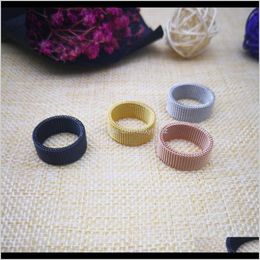 Cluster Rings Drop Delivery 2021 Belt Titanium Mesh Ring Mens Stainless Steel Black Gold Jewellery Tq9Vy