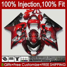 Injection Mold Body For SUZUKI GSXR 750CC 600CC 750 600 CC 2004-2005 43No.57 GSXR-750 GSXR600 GSXR750 K4 2004 2005 GSXR-600 GSX-R750 04 05 OEM Fairing Kit red dark stock