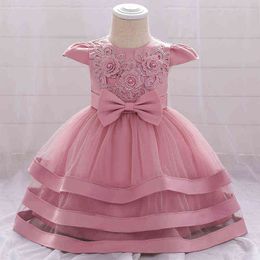 2021 Flower Newborn 1st Birthday Dress For Baby Girl Dress Lace Princess Christening Dresses Party Child Clothing Evening Infant G1129