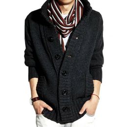 cable hooded cardigan Canada - Men's Hoodies & Sweatshirts Men Thick Chunky Cable Long Sleeve Button Cardigan Casual Jacket Sweater Coat