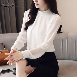 Winter Blusas Mujer De Moda Korean Edition Long Sleeve Loose Chiffon Women Top with Vertical Collar Blouse 1759 50 210427