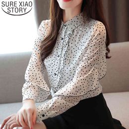 Autumn Casual Tops Long Sleeve Fashion Blouses Polka Dot Spliced Elegant Printed Women Clothing 5980 50 210415
