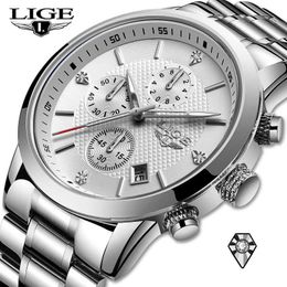 Watch Men LIGE Fashion Sport Mens Watches Top Brand Luxury Quartz Clock Full Steel Waterproof Wristwatch Relogio Masculino 210527