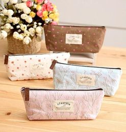 Storage Bags Stationery Canvas Cosmetic Bag Women Travel Toiletry Makeup Purse Pouch Zipper Pen Pencil Case