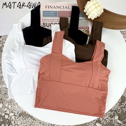 MATAKAWA Ice Silk Camisole Female Summer Outside Camis with Tube Top Tank TopsWomen Bustier Top Korean Fashion Clothing 210513